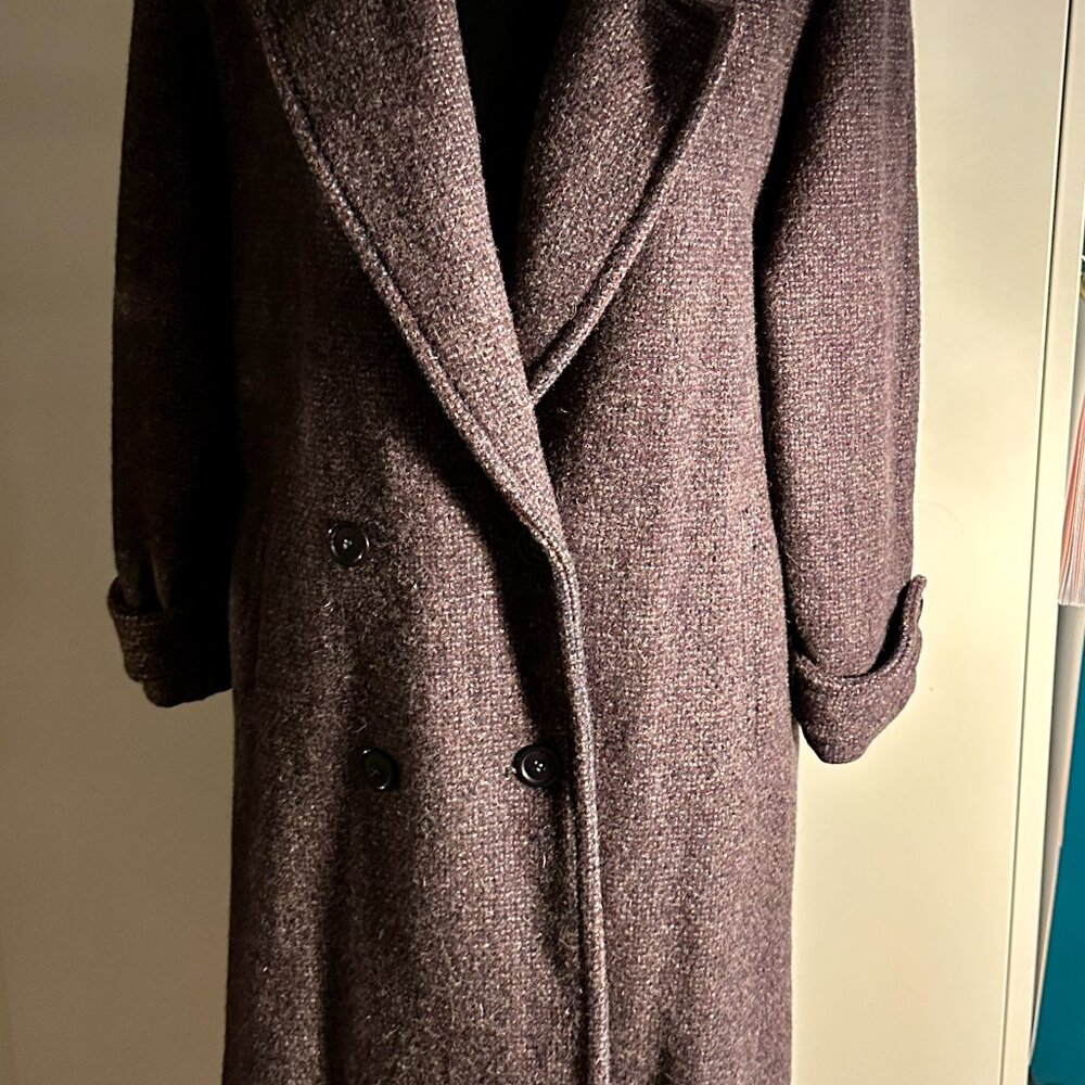 Maurices 100% Wool Double-Breasted Coat – Plum Tweed